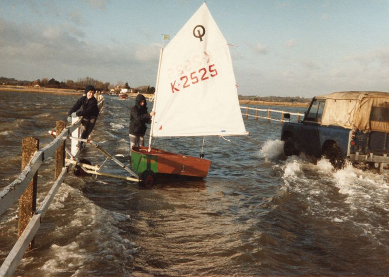  High tide at the Strood. Barnaby and Amy Smith 
Cat1 Yachts and yachting-->Sail-->Small yachts / dinghies Cat2 Mersea-->Strood Cat4 Dabchicks