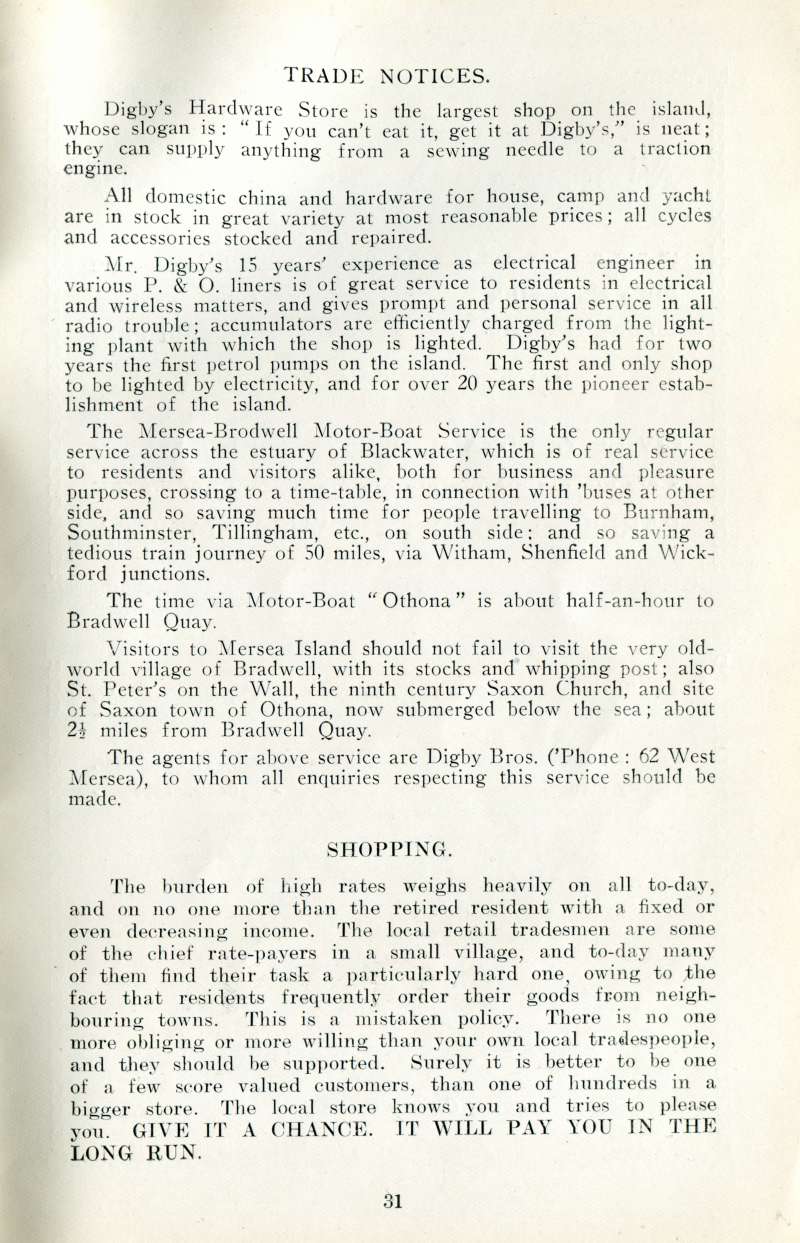  West Mersea Official Guide Page 31. 
Cat1 Books-->Mersea Guides-->1929