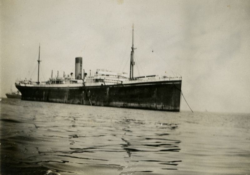  Shaw Savill line vessel laid up in River Blackwater, before WW2.

Thought to be MAMILIUS, ex ZEALANDIC-1926, renamed MAMARI-1933. 10,898 tons gross, built 1911. Official No. 131389. 
Cat1 Blackwater-->Laid up ships