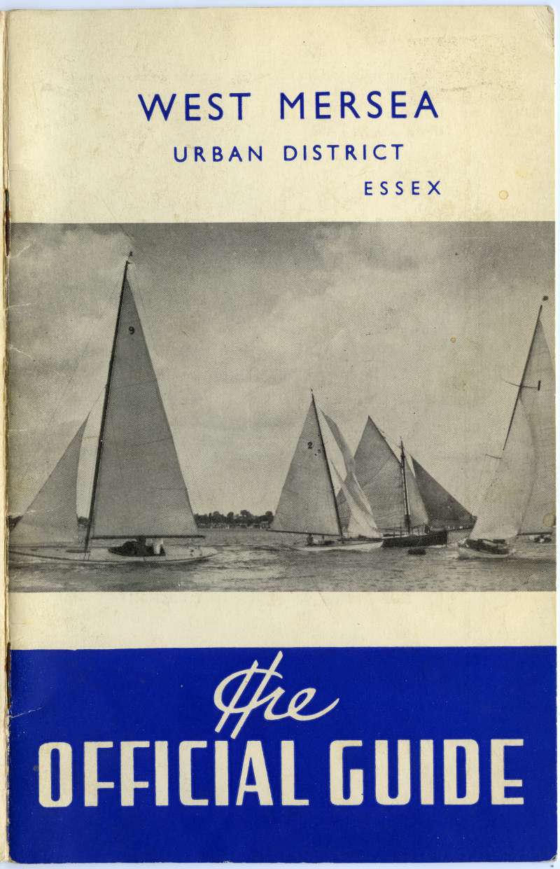  West Mersea Urban District. The Official Guide. Front cover. 
Cat1 Books-->Mersea Guides-->1957