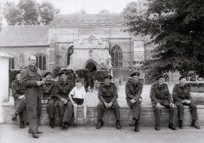  Mersea Observer Corps sitting outside the church.

L-R Sid Stoker, Ernie Woods, Jack Mole, Dick Haward, young Richard Haward, Herbert Burgess, Vic Mussett, Vic Michell and Freddie French. 
Cat1 People-->Other Cat2 War-->World War 2