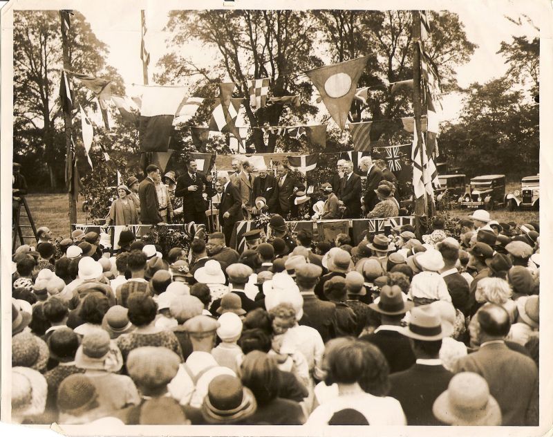 Click to Pause Slide Show


 Island Hails its Hero --- the inhabitants of Mersea Island gave Mr Charles W.A. Scott his first civic welcome after arriving on the Golf Course by aeroplane. Mr Scott is the holder of the Australian Flight Record and resides on the island. He is seen receiving a welcome on arrival in the village. 
Cat1 Mersea-->Events Cat2 Mersea-->Golf Club