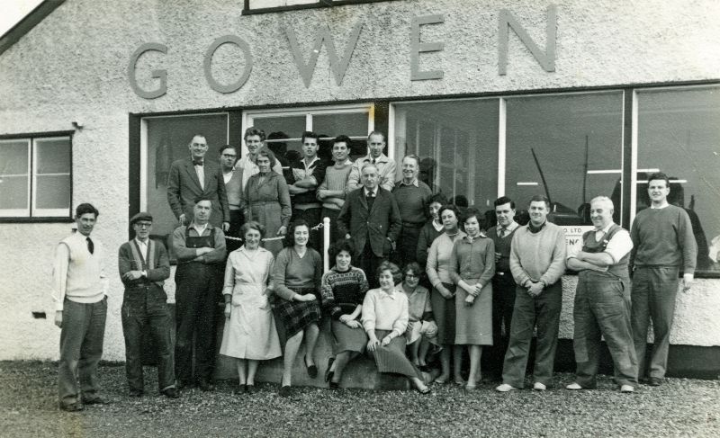  Gowens at West Mersea in the early or mid 1960s. 

Back row Harold Field, Claude Green, John Benns, Beat Green, Colin Anstey, John Wareing, Vic Pullen, Stanley French, Fred French.

Front row George Freer, Jim Gladwell, Jim Mussett, Beryl Milgate, Mollie Cousins, Jenny Milgate, Daphne Hewes, Gladys Swiggs, Angela Gant, Mrs (Ernie) Ponder, Valerie Taylor, Ernie Ponder, Jeff Morgan, Peck ...
Cat1 Ship and boat building, sailmaking Cat2 Families-->French Cat3 Families-->Pullen Cat4 Families-->Mussett