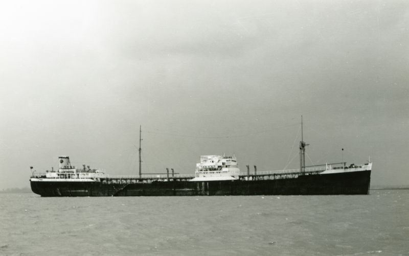 Shell Tanker NUCULANA laid up in the River Blackwater. Date: 1958.