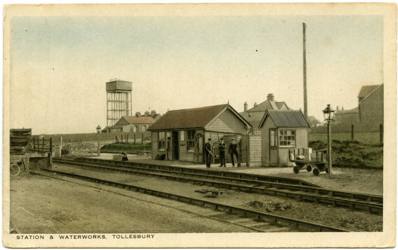  Station and waterworks, Tollesbury. Postcard by H.S. White, High Street, Tollesbury, not mailed.

The water tower was erected in 1914. 
Cat1 Tollesbury-->Transport Cat2 Transport - buses and carriers