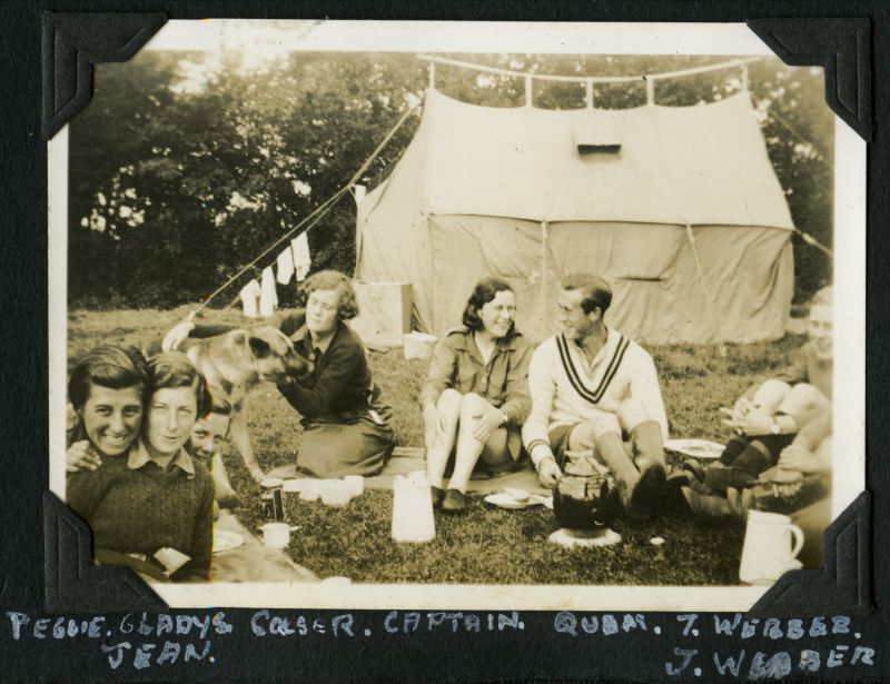  Girl Guides - 1936 Camp.

Peggie, Gladys, Colser, Captain, Quem, T. Webber

Jean, J. Webber. 
Cat1 Girl Guides