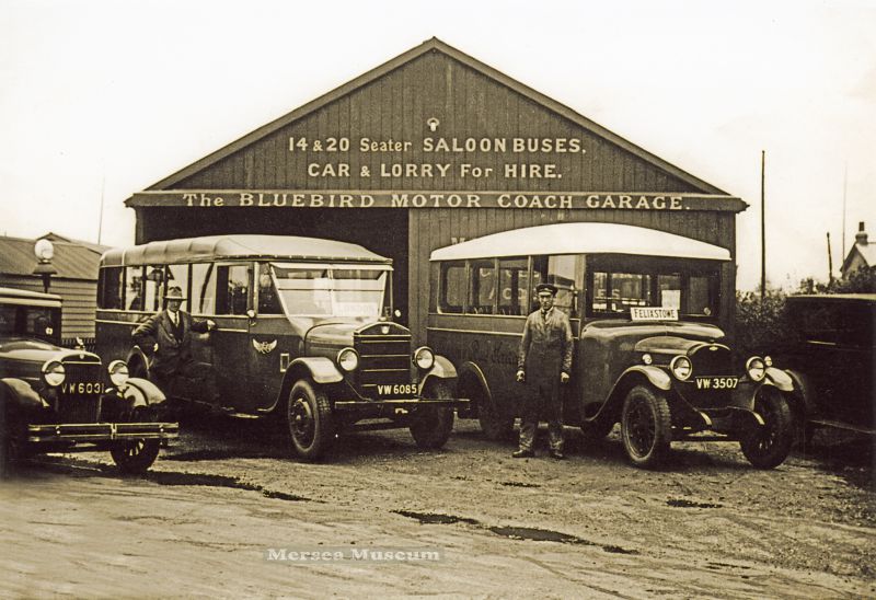  Bluebird Motor Coach Garage at Tiptree.

L-R are VW6031, VW6085 and VW3507 with Felixstowe destination board.
The garage still is still trading, but stopped running buses in 1932.



VW6031 was a Chevrolet 14 seater, first registered 1 August 1928 to Bates Motorworks Maldon.

VW6085 was a Reo with 26 seats first registered 31 July 1928 to Albert Victor Brown, Station Road, ...
Cat1 Transport - buses and carriers Cat2 Places-->Tiptree