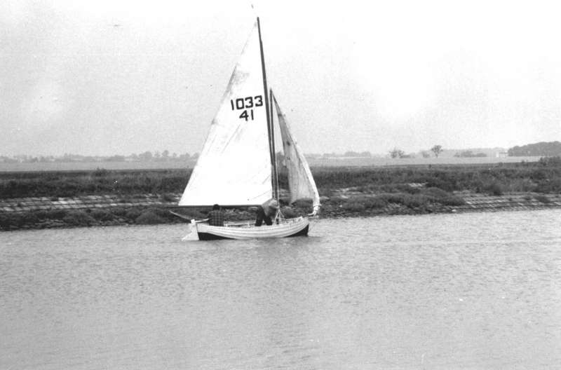  The BUCCANEER, owned by Sid Hewes. Built Brightlingsea, same builder as BOY GEORGE. Sail number 1033 41. 
Cat1 Yachts and yachting-->Sail-->Small yachts / dinghies