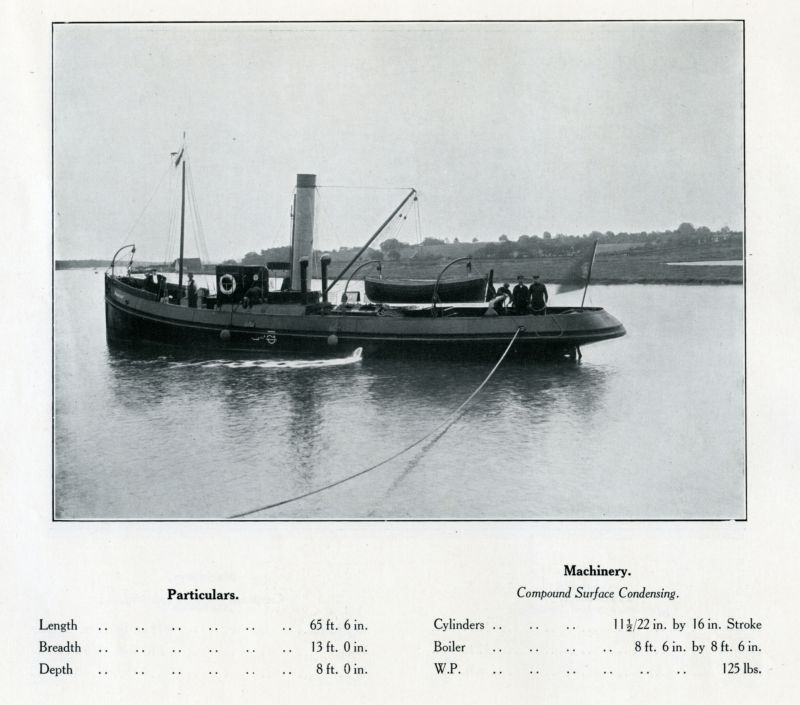  BUARCOS. From Otto Andersen catalogue.

Ships Built on the River Colne 2009 has Yard No. 1227 wooden tug built 1914 for Portuguese Government. Official No. 132909. 
Cat1 Places-->Wivenhoe-->Shipyards