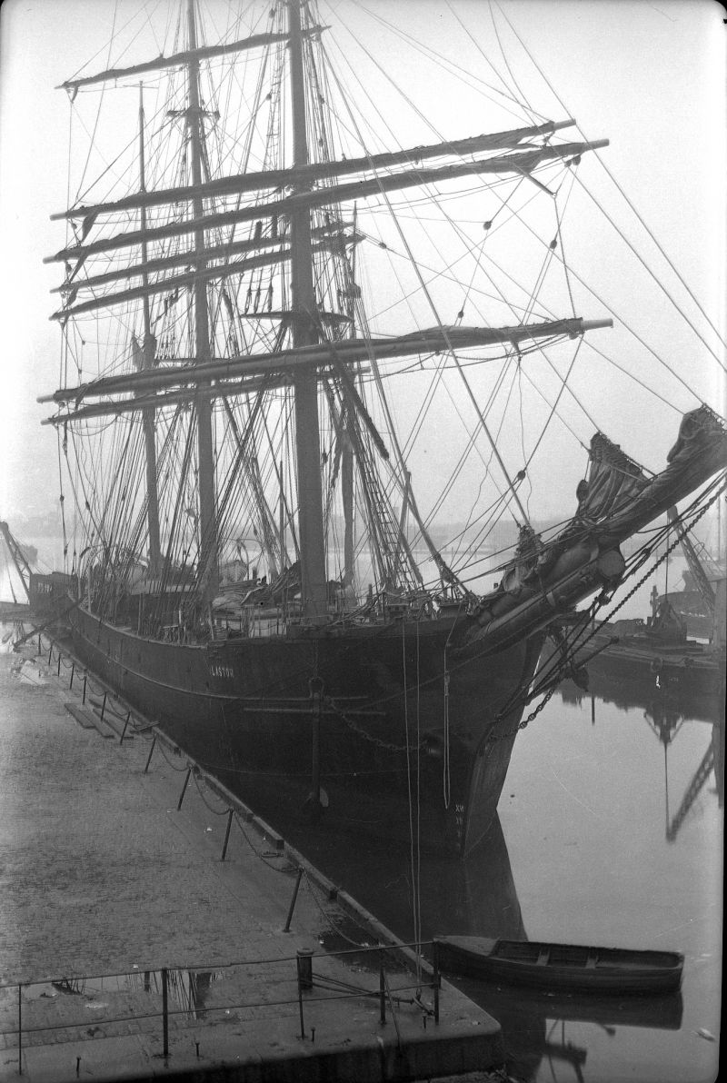 Barque ALASTOR - either in Millwall Dock London or Birkenhead. Probably 1930s. Date: c1935.
