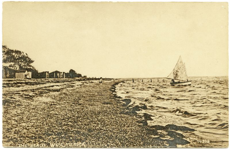  The Beach. Postcard 14398. Another copy of this card ws posted 6 July 1926 
Cat1 Mersea-->Beach