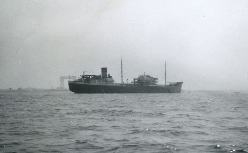  Shell tanker HYALINA laid up in the River Blackwater. The goliath crane at Bradwell Power Station is behind her stern.
HYALINA was in the river 20 Jan 1958 to 16 Feb 1961. 
Cat1 Blackwater-->Laid up ships Cat2 Ships and Boats-->Merchant -->Power