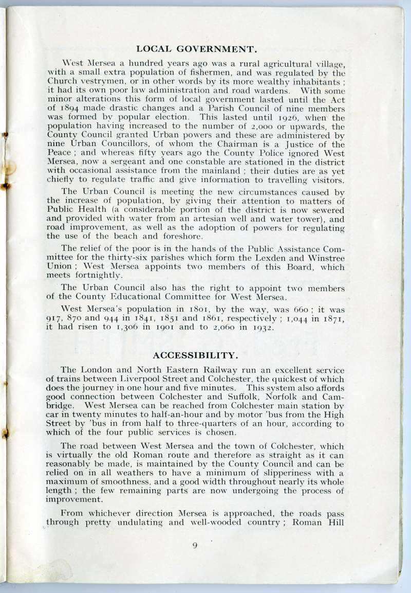  West Mersea Official Guide. Page 9. 
Cat1 Books-->Mersea Guides-->1935