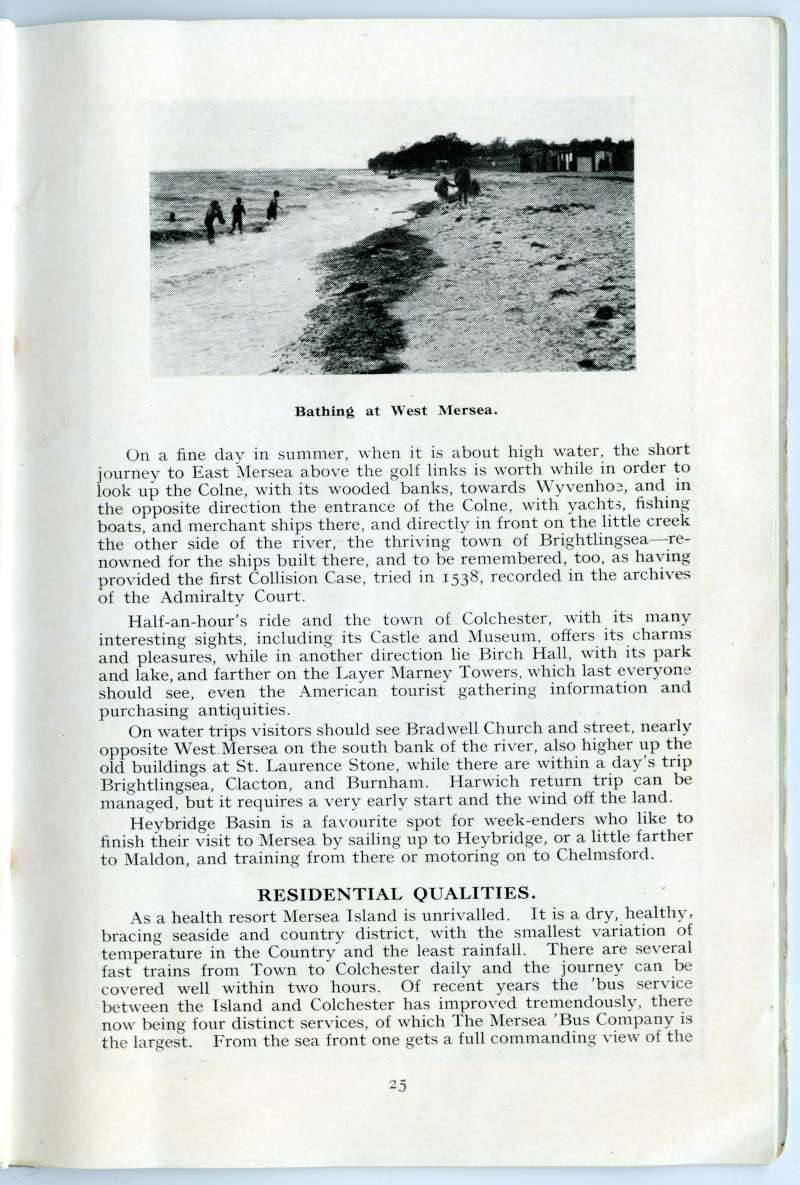  West Mersea Official Guide. Page 25. Bathing at West Mersea. 
Cat1 Books-->Mersea Guides-->1935 Cat2 Mersea-->Beach