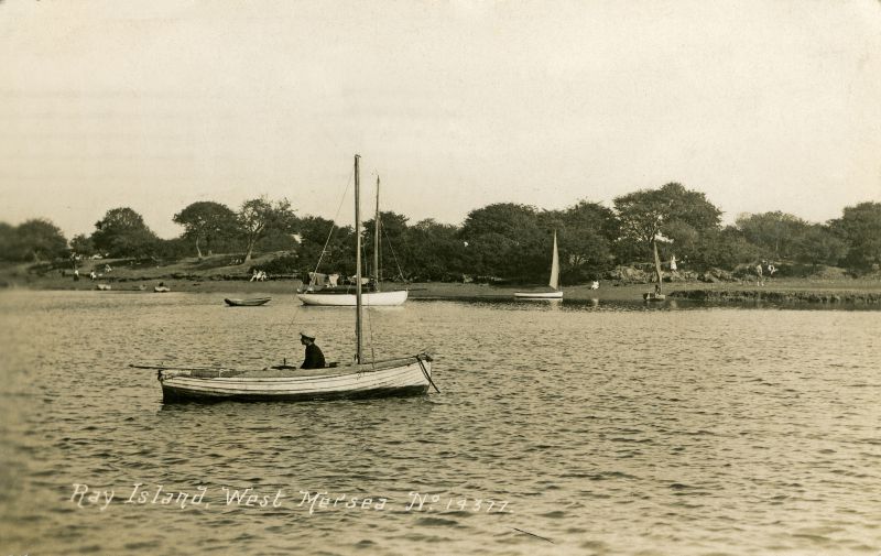  Ray Island, West Mersea. Postcard 14377, postmarked 16 Sep 1923. 
Cat1 Mersea-->Creeks, fleets, channels, saltings