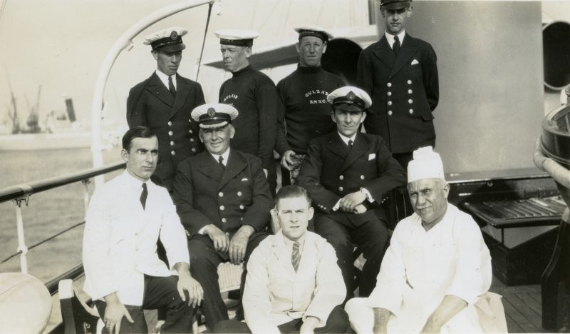  Crew - GULZAR on jerseys. George Sams is written on back of photograph.

GULZAR built Southampton 1934, Official No. 163640. 2 oil engines. [LRY 1935] 
Cat1 People-->Fishermen and Seamen