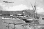  Ketch barge and paddle steamer on the Rhine at Remagen.  ROB_015