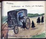  Friday. Departure of Flora, with the captain.
 20th Century means of transit !!!
 From Sketches of Camp Life at 'Dingle' Dunwich.  PRC_035