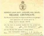 152. ID DIS2008_WLA_153 Women's Land Army Release Certificate for Miss Doris Laura Smith, now known as Babs Newman.
Cat1 People-->Land Army Cat2 Museum-->DisplayPhotos