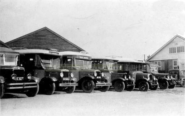 Thorp's bus fleet at the Griffon Garage West Mersea