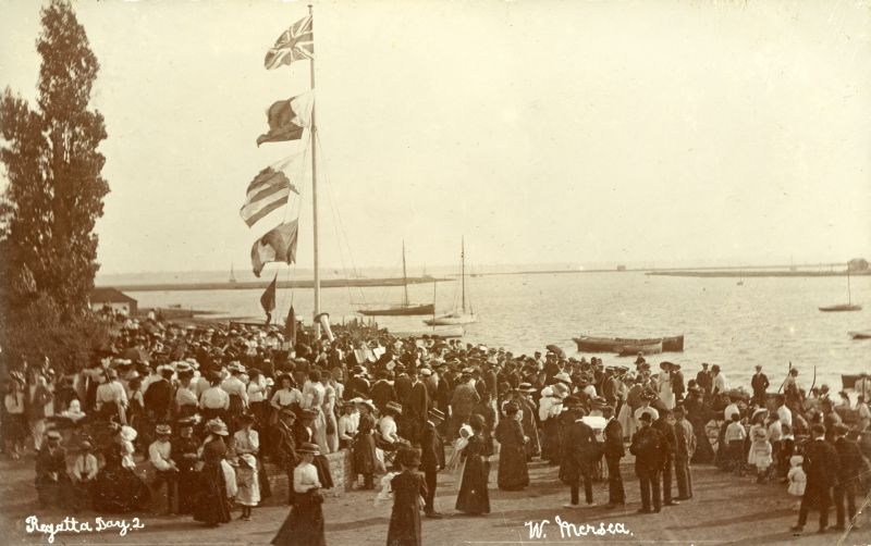  Regatta Day 2. Band playing on the green. Postcard by Hammond, Great Totham, posted 24 August 1912 
Cat1 Mersea-->Regatta-->Pictures Cat2 Mersea-->Coast Road