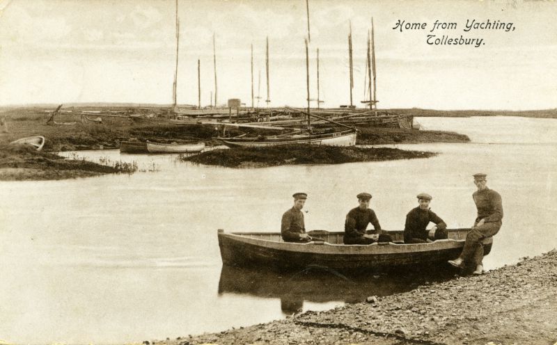  Home from yachting, Tollesbury. Postcard written 11 January 1916. 
Cat1 Tollesbury-->Woodrolfe Cat2 Tollesbury-->Oysters Cat3 Tollesbury-->Yachting