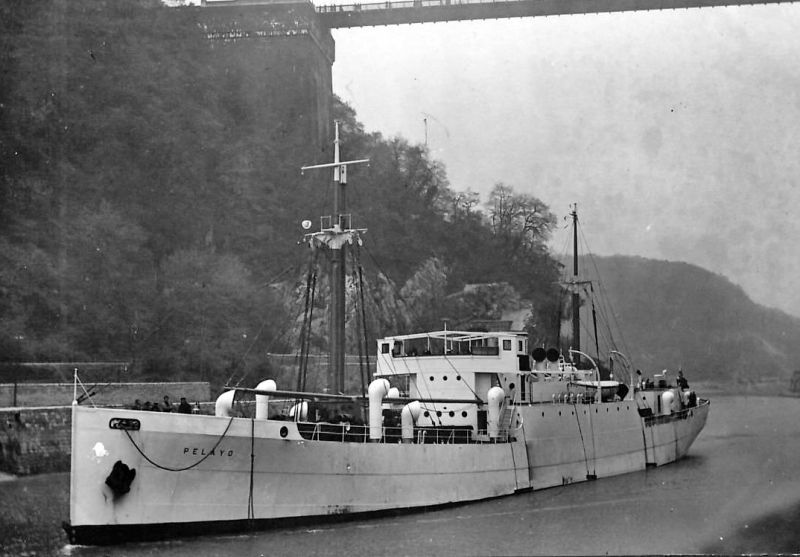  PELAYO - motorship, 1,346 tons gross, refrigerated vessel built 1927 by Harland & Wolff, Belfast, for MacAndrews service to Spain, Portugal and the Azores.

15 June 1942 when bound for Swansea from Gibraltar in convoy HG-84, she was torpedoed by U-552 and sunk. 16 crew lost from a total on board of 47. The convoy commodore, Commander Huberht Hudson RNVR was on board PELAYO and he was one of ...
Cat1 Ships and Boats-->Merchant -->Power Cat2 War-->World War 2