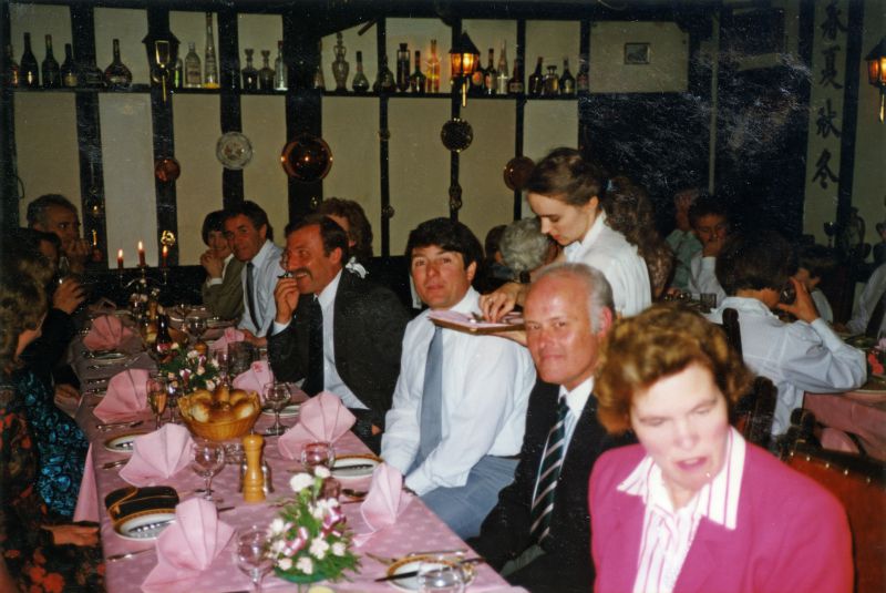  Mersea Island Sea Cadets - dinner at Willow Lodge for Committee Members and wives who organised the 1988 Reunion.

Brian Jay, John Farthing, John Wareing, Owen Fletcher, Sheila Pillips. 
Cat1 Sea Cadets Cat2 Families-->Farthing