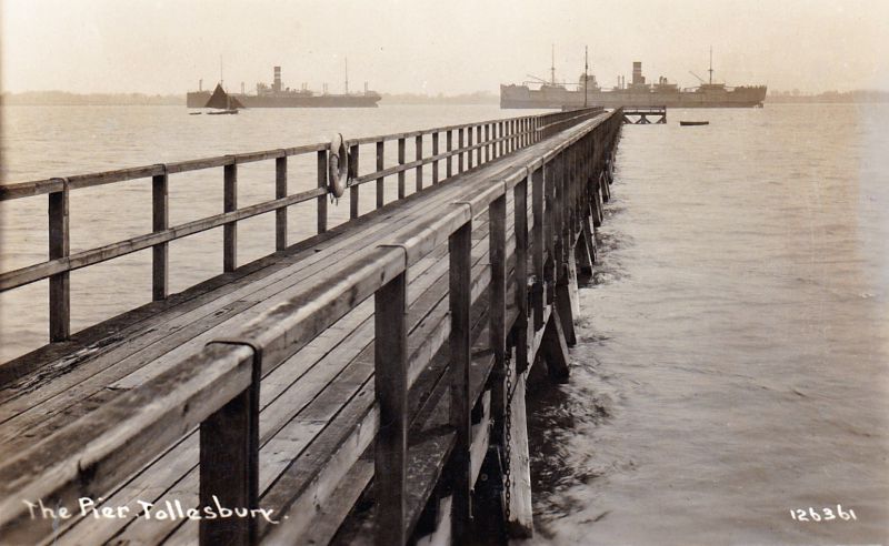 The Pier, Tollesbury. Postcard 126361.

Laid up ships - MOLIERE on the left was in river 13 Mar 1931 to 21 May 1932

HIGHLAND WARRIOR in the centre was in the river January 1931 to December 1932 Date: Before 7 December 1932.