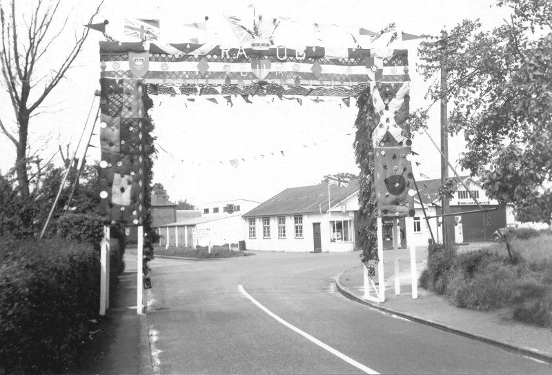 1953 Coronation. Royal and Ancient Order of Buffaloes Arch. Griffon Corner 
Cat1 Mersea-->Events Cat2 Mersea-->Road Scenes