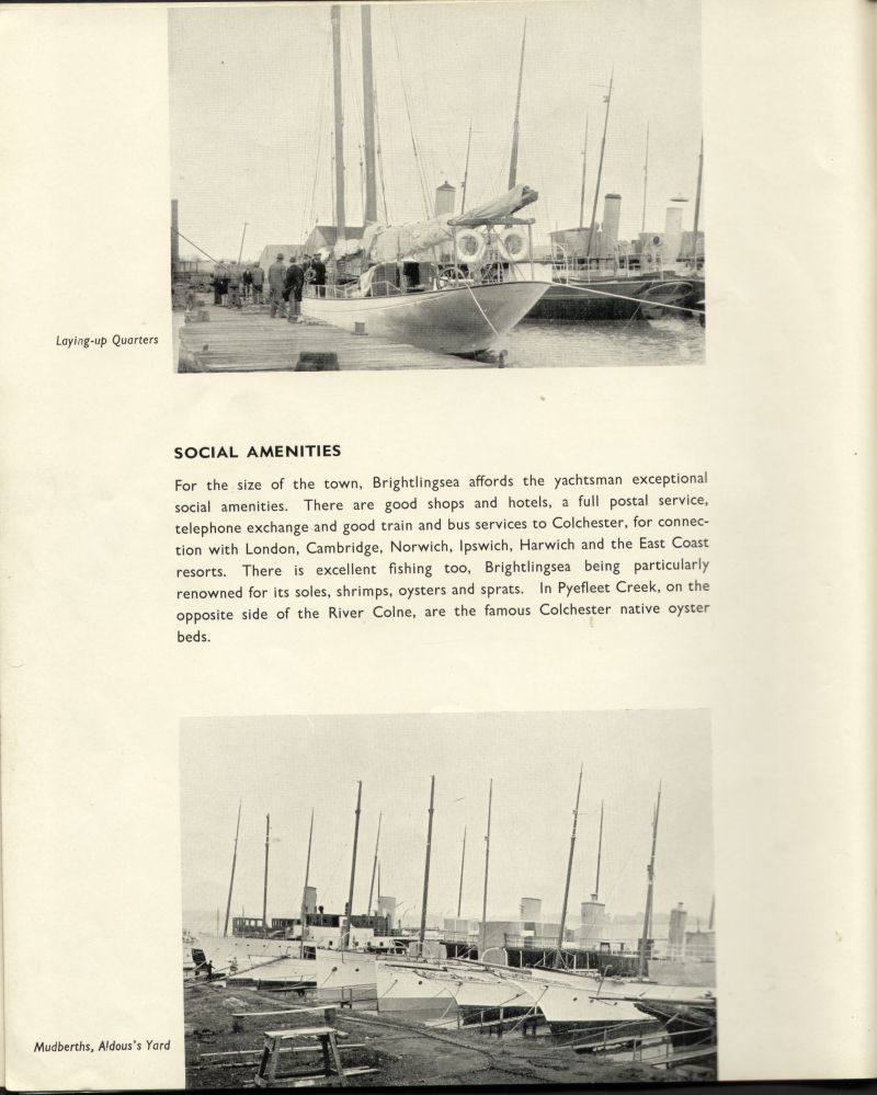  Aldous Successors Ltd catalogue --- page 8. Bottom picture is Mudberths, Aldous's Yard. 
Cat1 Places-->Brightlingsea-->Shipyards
