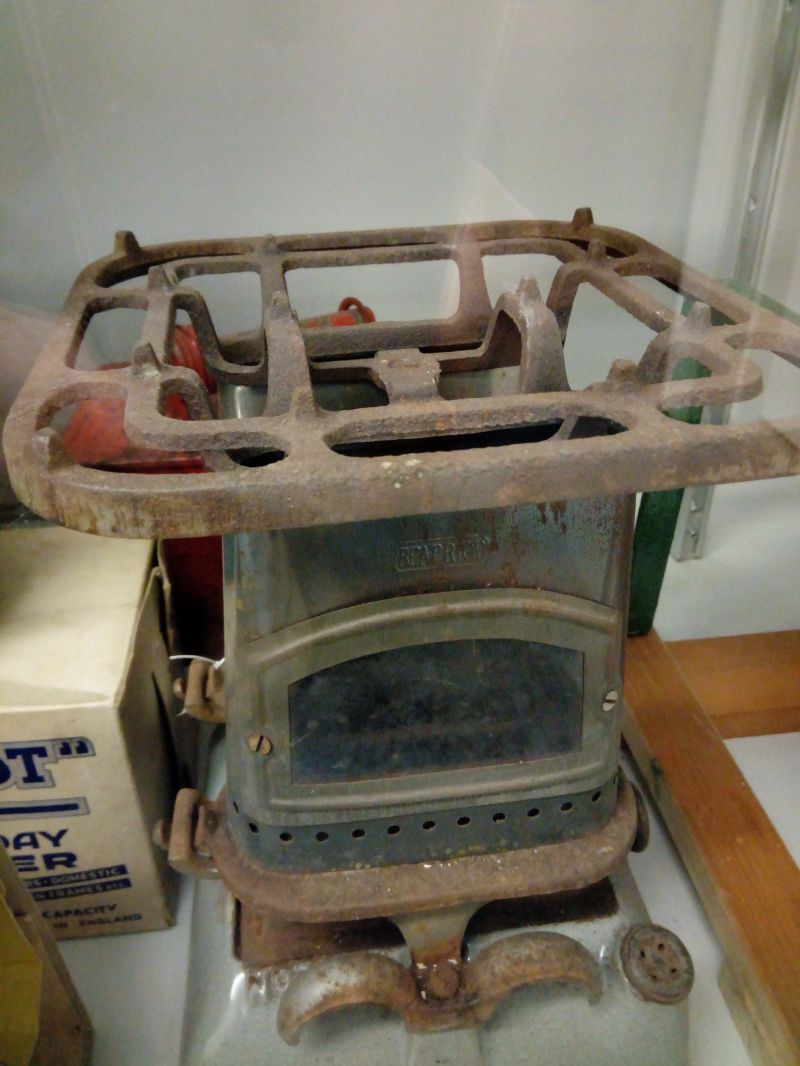  Small two burner paraffin stove used by donor's grandmother, Edith Hyam, from Peldon. On display in Mersea Museum.

Accession No. 2010.08.004D donated by Jeff Wass 
Cat1 Places-->Peldon Cat2 Museum-->Artefacts and Contents