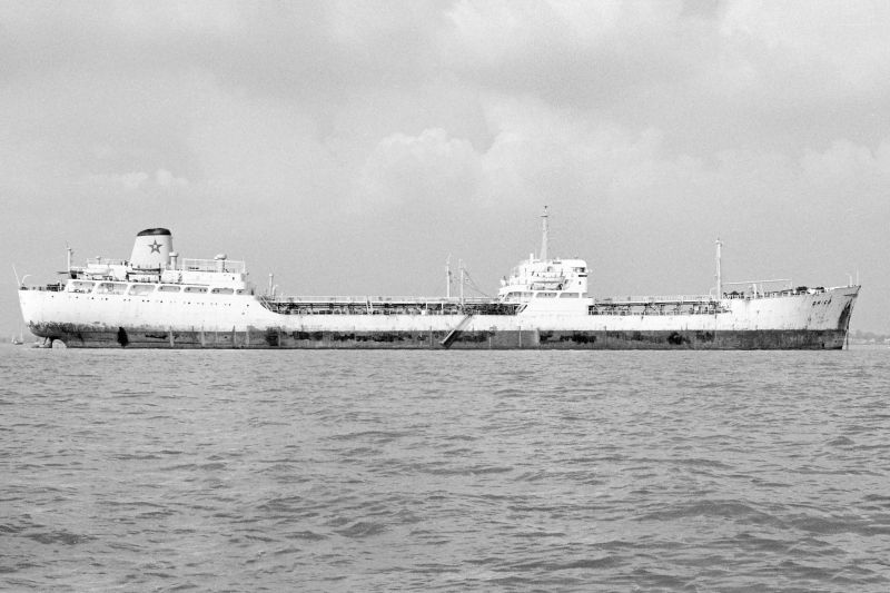 Liberian flag tanker ORICO laid up in River Blackwater. Date: 12 September 1976.