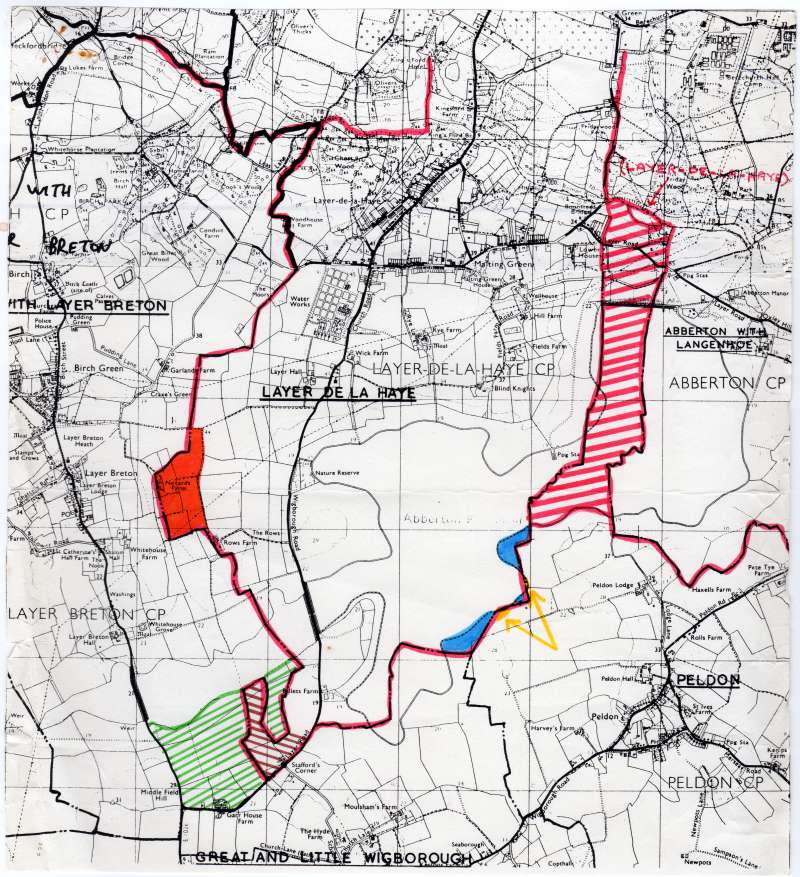  Map from Alteration of areas of the benefices of Layer de la Haye, Birch with Layter Brent and Layer Marney and with Great and Little Wigborough.

From Diocese of Chelmsford. 
Cat1 Places-->Peldon Cat2 Maps and Charts