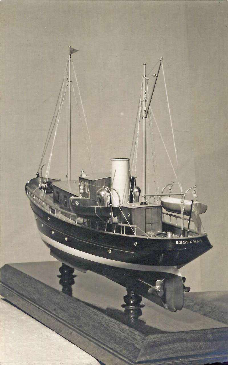  ESSEX MAID was built by Rowhedge Ironworks in 1939. This model is undated but it is thought it was built before the vessel was completed - it does not have the Port of Registry of Colchester on her stern, whereas a launch-day photograph of the vessel shows 'Essex Maid, Colchester'.

The model flies the defaced Blue Ensign of the Royal Corinthian Yacht Club, of which that John Blott was a ...
Cat1 Yachts and yachting-->Motor