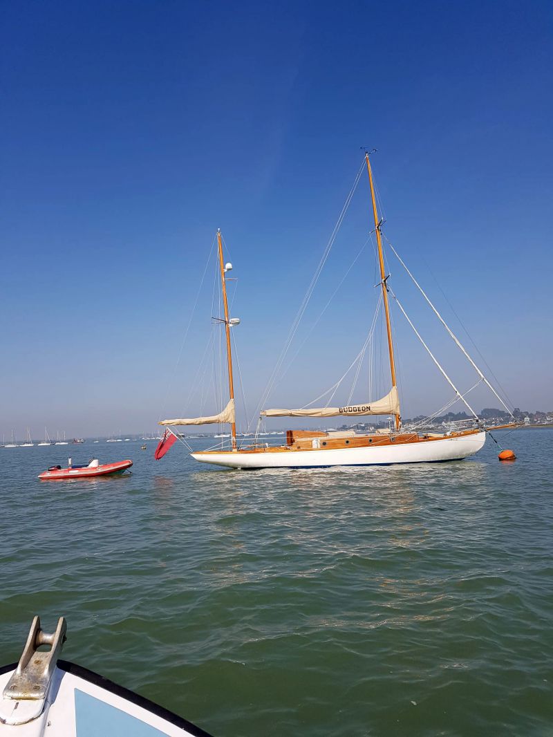  The 1920 yawl GUDGEON in Mersea Quarters. She had been owned by Walter Bibby of Tollesbury in the 1960s and 1970s. 
Cat1 Yachts and yachting-->Sail-->Larger
