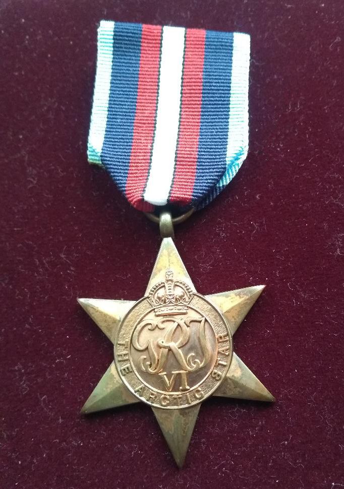  Arctic Star medal. World War 2.

The medal was presented to Les Malshinger for service in Arctic Convoys 1944-45. Photograph from Paul Malshinger. 
Cat1 War-->World War 2