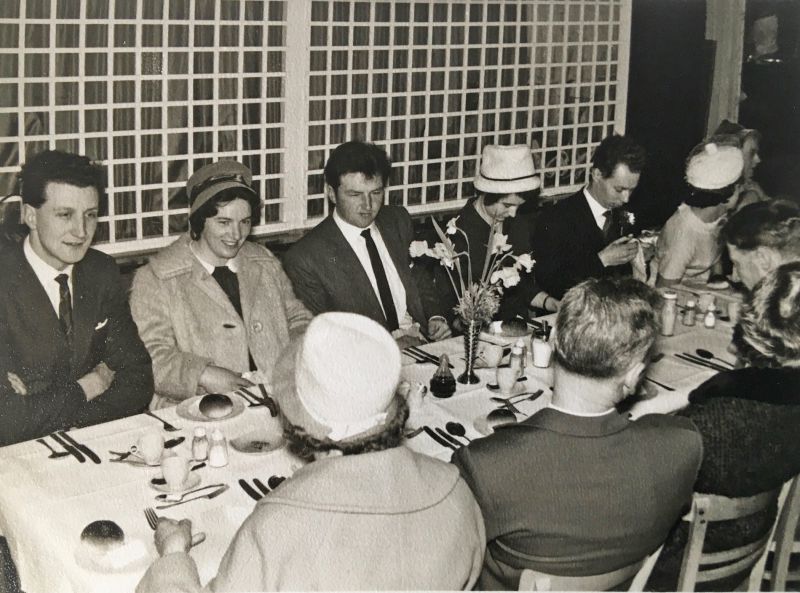  Guests in Fairhaven Restaurant after the Wedding of Miriam Bacon and John Goody. 
Cat1 Families-->Other