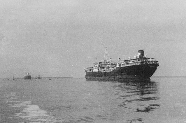 Tanker BEDFORD laid up in the River Blackwater. Date: cJuly 1960.