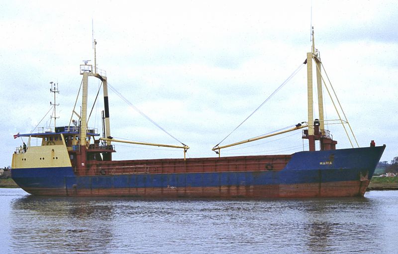 MARIA at Rowhedge on the Colne. IMO 8200151, built 1983, 818 tons gross. Date unknown. 
Cat1 Ships and Boats-->Merchant -->Power Cat2 Places-->Rowhedge