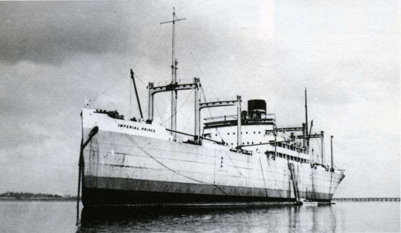 IMPERIAL PRINCE laid up in the River Blackwater. Tollesbury Pier in the background. She had previously been laid up in the River in 1926 as LONDON MARINER