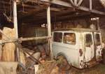  Bradford vans in Digby's shed. Thought to be at the time of the sale following Hugh Banham's death  MF04_002_001