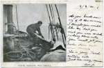 32. ID PG2_223 Oyster dredging, West Mersea. Bert French on smack DAISY BELLE. Postcard written 18 August 1903, by W.P. - it ends this is young French culling ...
Cat1 Oysters-->Pictures Cat2 Smacks and Bawleys