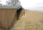 138. ID MLD_ESP_023 Early spring and the beach is quiet. Traditional beach huts, by the bottom of Fairhaven Avenue.
Cat1 Mersea-->Beach