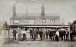  A party outside the Victory Inn, perhaps in Mersea to enjoy the Oyster Teas advertised by the Victory. The writing on the front of the Inn says Colchester Brewing Co., Ales and Stout, Wines and Spirits. Proprietor W. Trim. 1894 Kelly's lists George Brand as the licensee, so Bill Trim must have taken over after that. The latest date it would be is around 1907 when the license transferred to the 'new' Victory further up Coast Road.
</p><p>
The photograph comes from a great grandchild of Charlotte and Charles George Archdale Wilson. Charles was a draughtsman in the Royal Engineers. In 1895 they were in Singapore; their son Victor was born in May 1898 in Colchester and in 1901 they were living in Mersea Road, Colchester.
</p>
<p><a href=mmphoto.php?typ=ID&hit=1&tot=1&ba=cke&bid=MMC_P755_013>MMC_P755_013 </a> was taken at the same time and is by Cleghorn.
</p>  CBR_001
