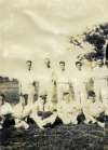 14. ID FL01_045_001 Cricket Team
Back row 1. Sid Spurgeon, 2. George Harrison, 3. Sid Vince, 4. Winston Cock, 5. Vic Pullen.
Front row 1. Bill Farthing, 2. Alf Mole, 3. ...
Cat1 People-->Sport