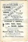 21. ID WMCG_1900_002_041 West Mersea Church Gazette page 7.
F.W. Richards hairdresser
Herbert C. Brown tailor.
Cat1 Books-->Church Gazette