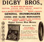 Digby Bros. General Ironmongers.
Digbys' Corner, West Mersea
Wireless Sets
Efficient Radio Service by E.P Digby
From Digby's Tide Table 1926
Accession No. P608-3 1926.