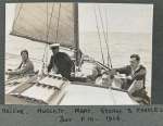  Skipper Mussett Grins - he has got the tiller at last. Frank Elgar Mussett on yacht WINDFLOWER.
 Helene, Mussett, Mary, George & Charles.  WFL_022