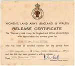 43. ID OJR_123 Olive Jean Ponder
Women's Land Army Release Certificate.
Member from 19 August 1942 to 30 November 1950
Signed K. Scott WLA
Cat1 Places-->Peldon-->People Cat2 People-->Land Army